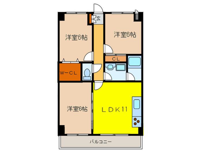 アレグリア西明石(3LDK/4階)の間取り写真