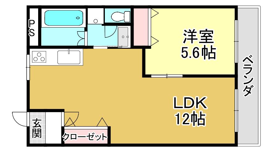 ユニヴェール(1LDK/4階)の間取り写真