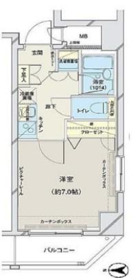 コンシェリア門前仲町(1K/8階)の間取り写真