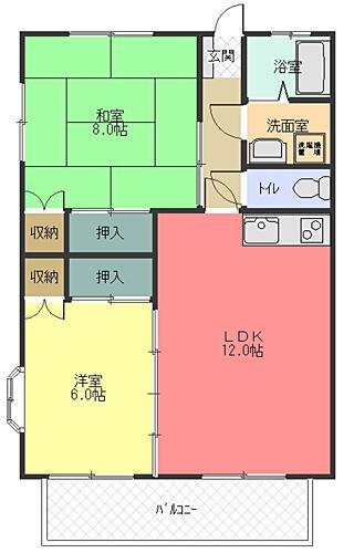 メゾンドールSAWARA(2LDK/2階)の間取り写真
