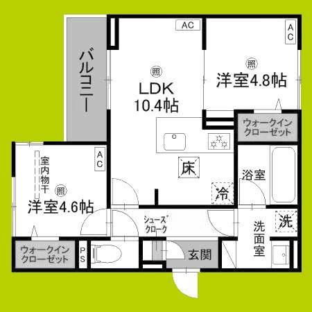 アーバン デライト桜川(2LDK/1階)の間取り写真