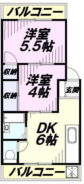 サンライズ高柳マンション(2DK/3階)の間取り写真