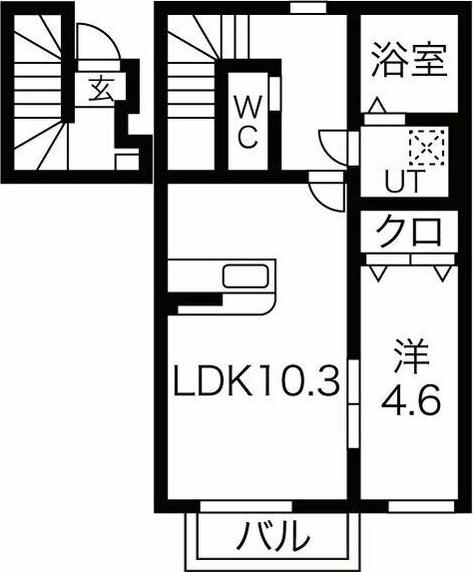 HONU清水町イースト(1LDK/2階)の間取り写真