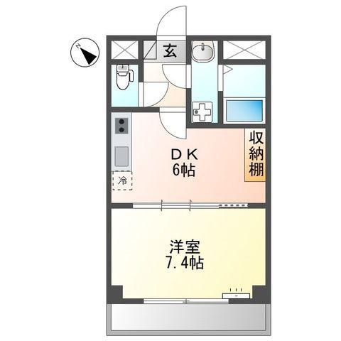 コスモシティ(1DK/3階)の間取り写真