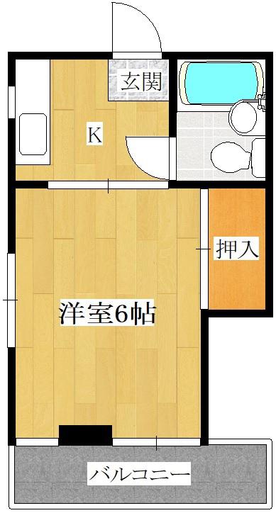 イヌイビル(1K/2階)の間取り写真