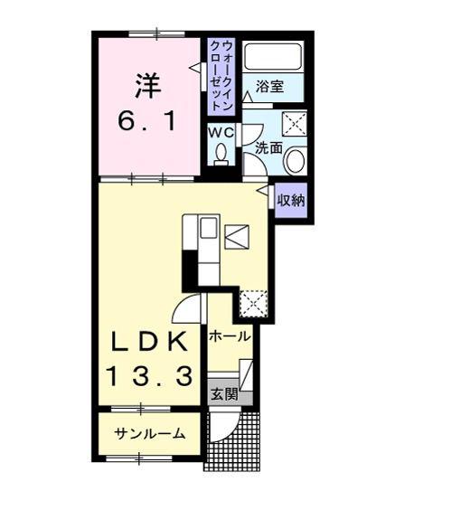 アルカンシエル(1LDK/1階)の間取り写真