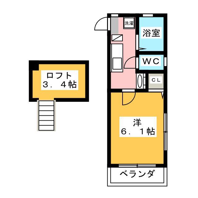 カストル平間(1K/2階)の間取り写真