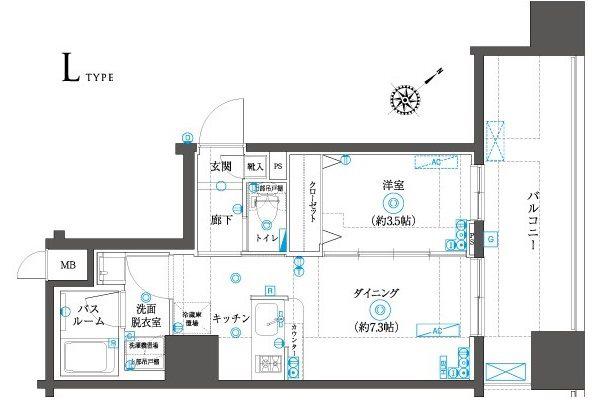 ZOOM横浜SQUARE(1DK/6階)の間取り写真