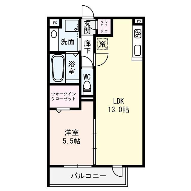 アンソレイエくさつ(1LDK/1階)の間取り写真