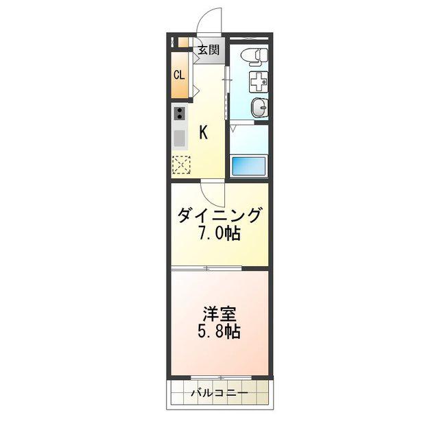 MOCO-5(1DK/3階)の間取り写真