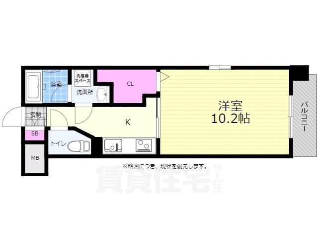 ルービンス宇品御幸2(1K/12階)の間取り写真