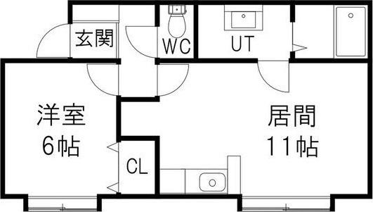 S.Uハイツ(1LDK/2階)の間取り写真
