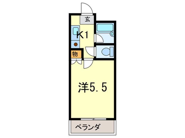 クリスタルカーサII(1K/3階)の間取り写真