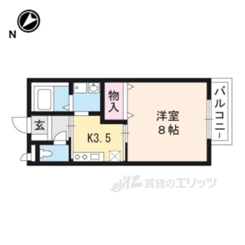 グランシャリオ北山(1K/2階)の間取り写真