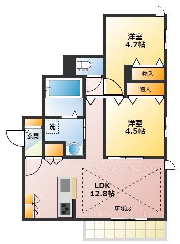 クレールメゾン(2LDK/1階)の間取り写真
