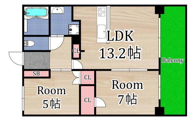 セイワパレス深江橋ステイシア(2LDK/7階)の間取り写真