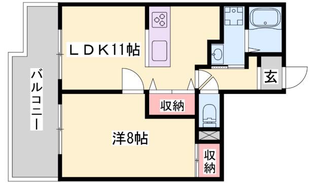 シティガーデン広畑(1LDK/6階)の間取り写真