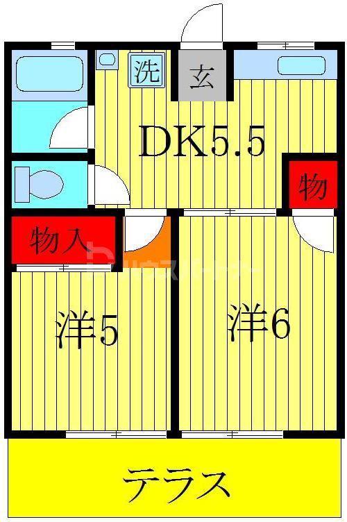 シティハイムローゼン(2DK/1階)の間取り写真