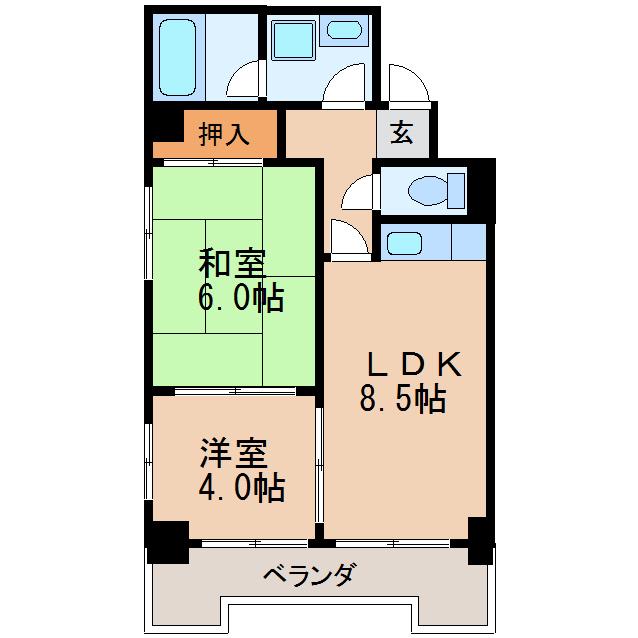 リアライズ栄(2LDK/11階)の間取り写真