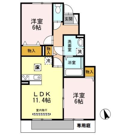 セジュールアカネ(2LDK/1階)の間取り写真