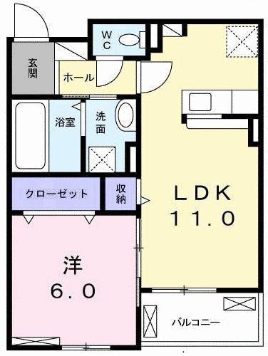 ノーブル(1LDK/2階)の間取り写真