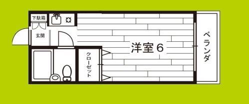 春日ハイツ(ワンルーム/2階)の間取り写真