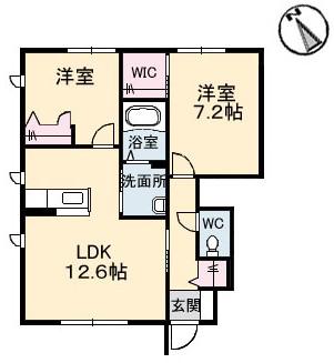 SHA MAISON水呑II(2LDK/1階)の間取り写真