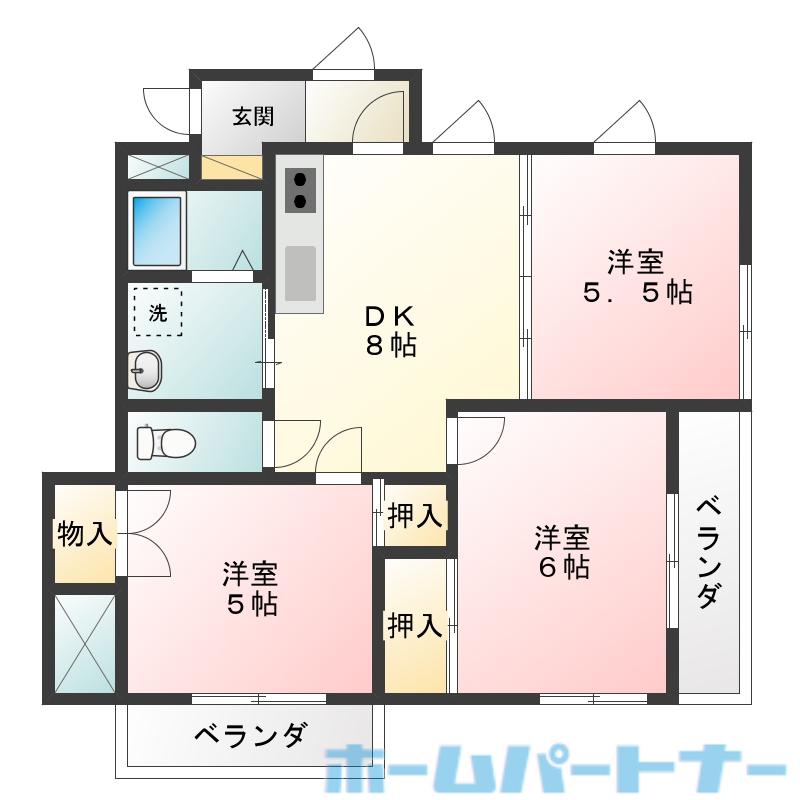寺内マンション3(3DK/4階)の間取り写真