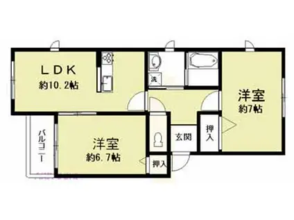 パルク森下(2LDK/1階)の間取り写真