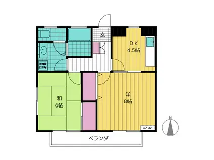 グリーンコーポ八幡(2DK/2階)の間取り写真