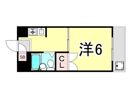 ディア夙川(1K/5階)の間取り写真