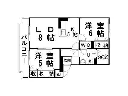 カーサ中園(2LDK/1階)の間取り写真