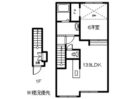 ＪＲ函館本線 近文駅 徒歩5分 2階建 築5年(1LDK/2階)の間取り写真