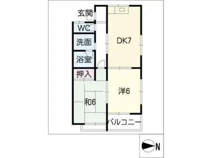 コーポボナール(2DK/2階)の間取り写真