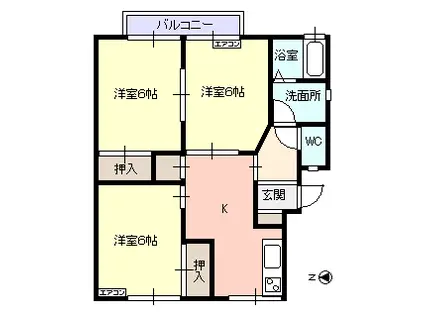 スイートバンビ(3K/1階)の間取り写真