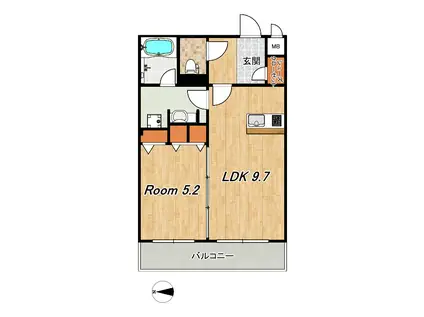 サンフラワーA(1LDK/2階)の間取り写真