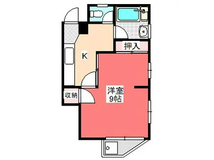 奥ノ木ビル(1K/4階)の間取り写真