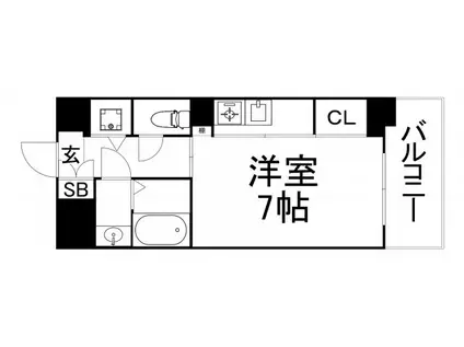 ジュネーゼグラン上本町(ワンルーム/6階)の間取り写真