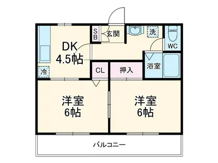 サンガーデン金井B(2DK/1階)の間取り写真
