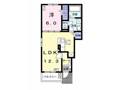 エストカルティエSHIMAII(1LDK/1階)の間取り写真