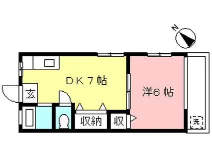 福島コーポ(1DK/2階)の間取り写真