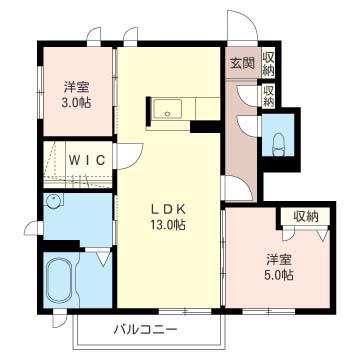 リュ シオールB(2LDK/1階)の間取り写真