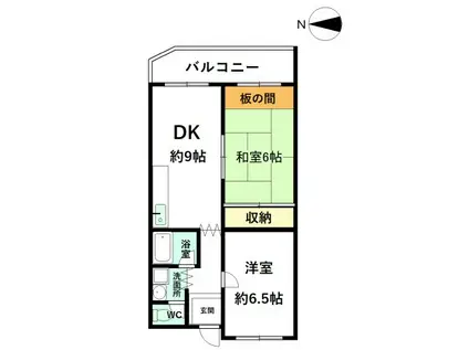 ヌーベル堀川(2DK/3階)の間取り写真