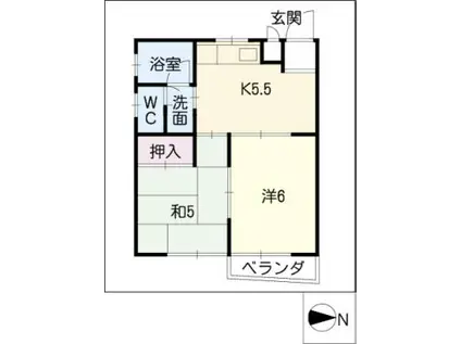 加福ハイツIII(2K/2階)の間取り写真