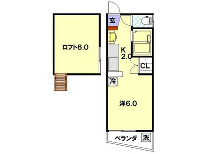 スカイコート錦(ワンルーム/2階)の間取り写真