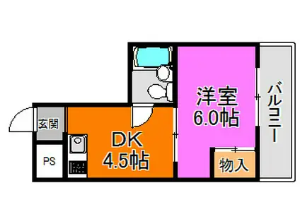 マンション ぼくの家なかの(1DK/2階)の間取り写真