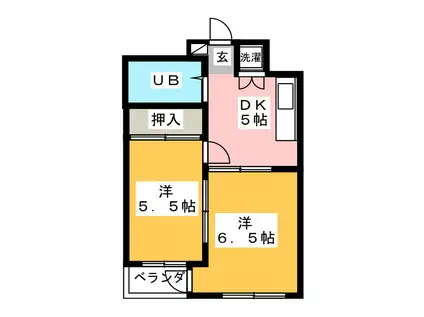 光井グランドハイツ(2DK/4階)の間取り写真