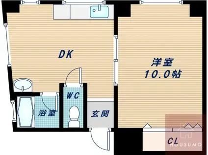 北大阪マンション(1DK/3階)の間取り写真