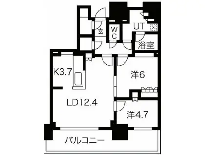 ローレルタワー堺筋本町(2SLDK/32階)の間取り写真