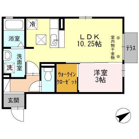 サムポワール(1LDK/1階)の間取り写真